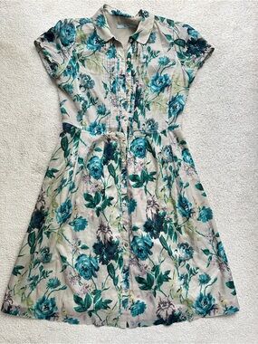BCBGeneration Teal Floral Button-Front Casual Dress